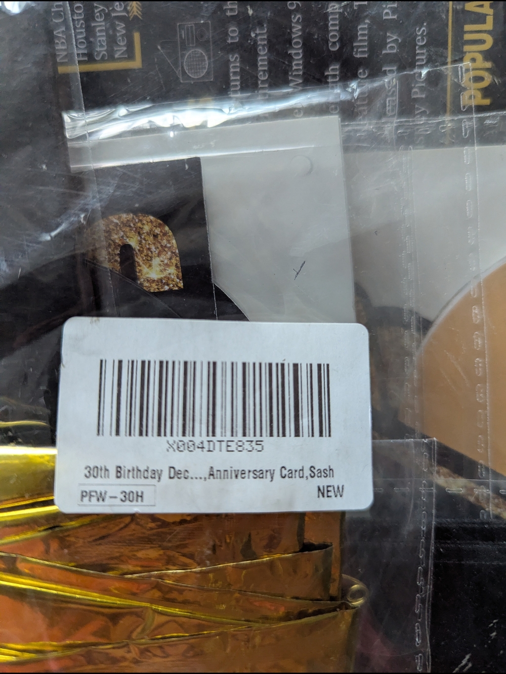 30th Birthday Gold Sash - Party Decoration